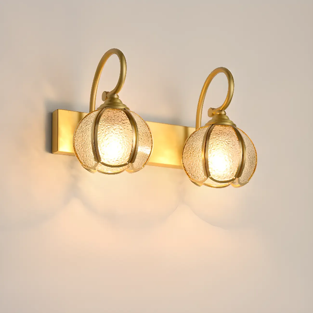 Mini Vintage Globe Brass Vanity Light with Metal Shade Image - 2