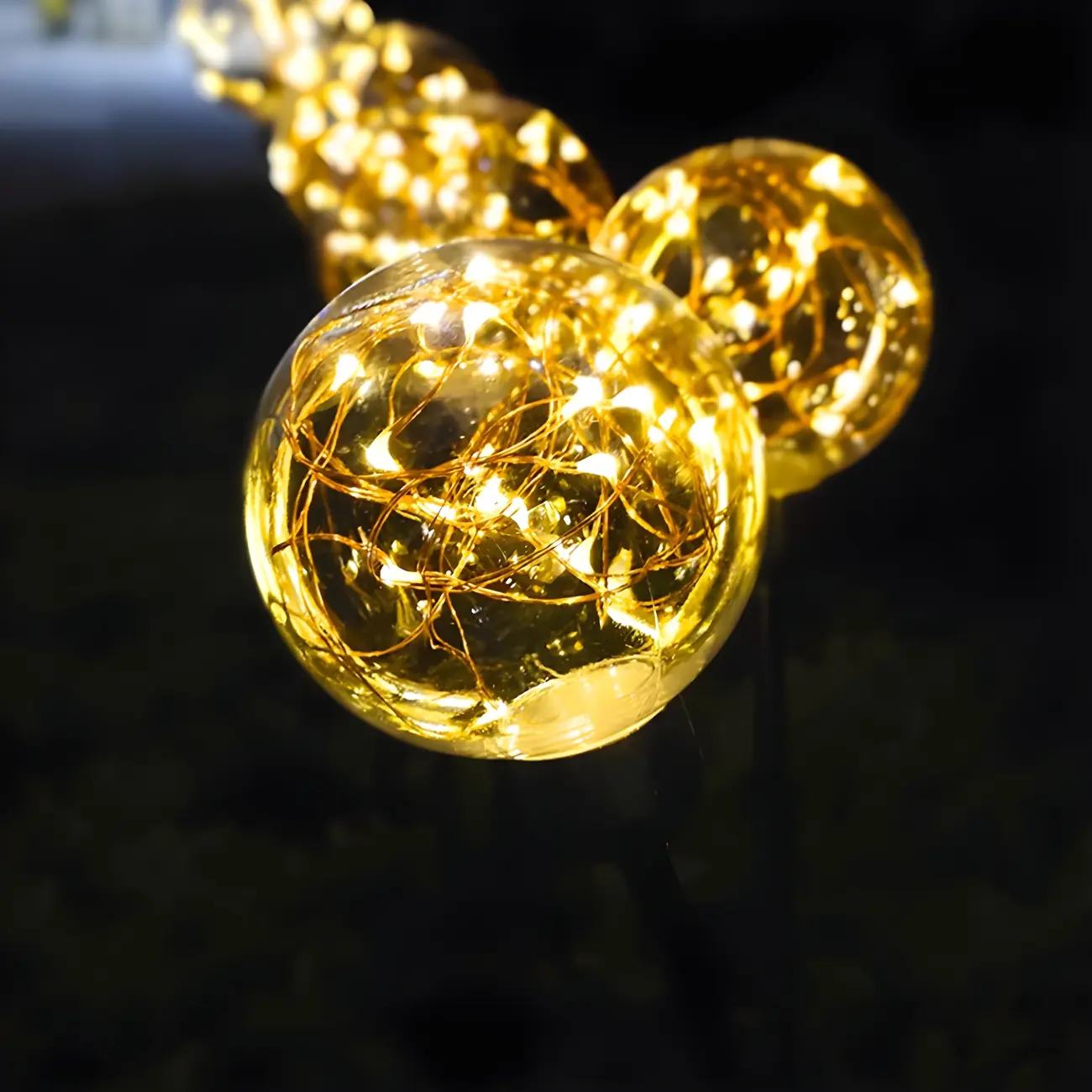 LED Yellow Copper Wire Ball Light for Outdoor Pathway Decor Image - 3 | homeyfad