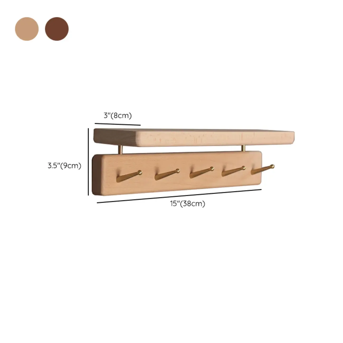 Modern Wooden Wall-Mounted Coat Rack with Shelf Image - 14