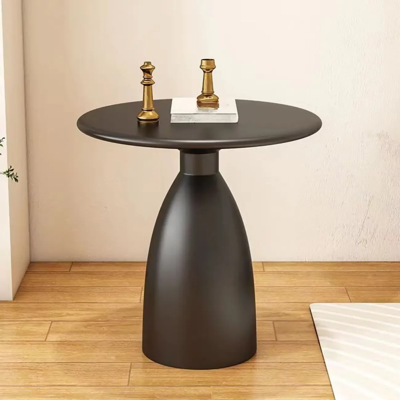  Minimalist Black Metal Round Side Table for Living Room Image - 4