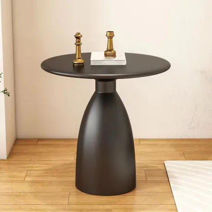  Minimalist Black Metal Round Side Table for Living Room Image - 4