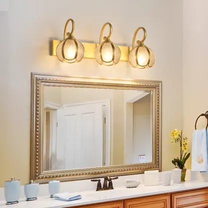 Mini Vintage Globe Brass Vanity Light with Metal Shade Image - 3