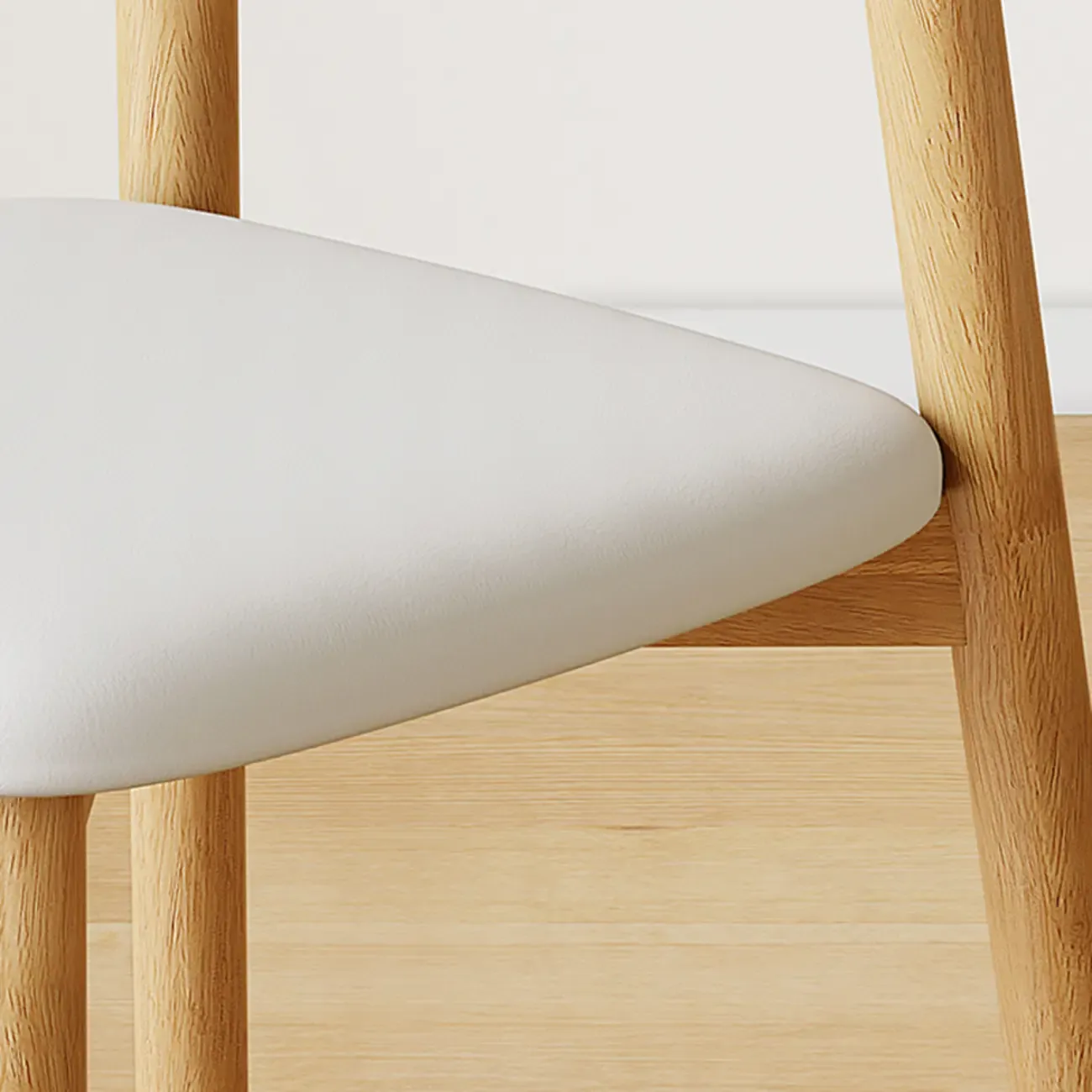 Nordic Armless Wooden Upholstered Open Back Dining Chair Image - 4
