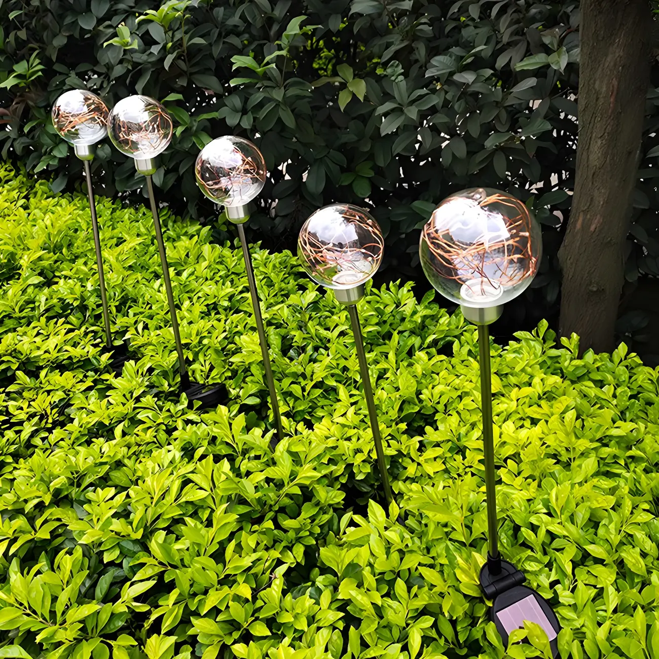LED Yellow Copper Wire Ball Light for Outdoor Pathway Decor Image - 4 | homeyfad