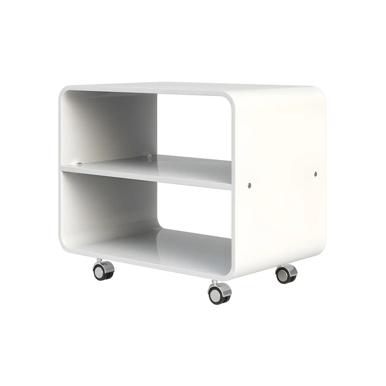 Modish Acrylic Bedside Table with Wheels and Open Shelves Image - 8 | homeyfad