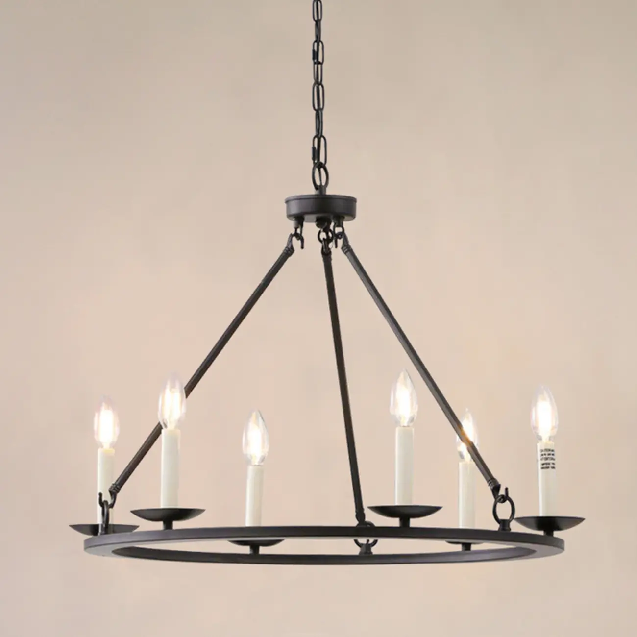 Black Iron Industrial Candle Chandelier for Dining Room Image - 8 | homeyfad