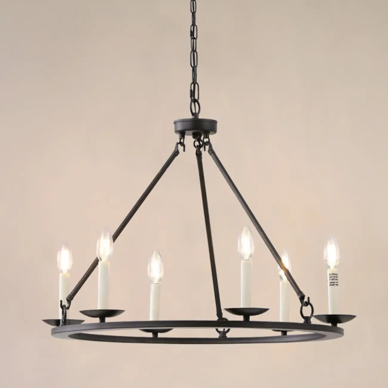 Black Iron Industrial Candle Chandelier for Dining Room Image - 8
