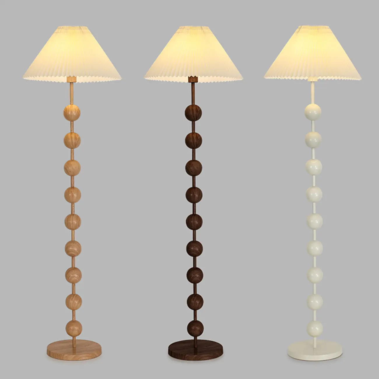 Adjustable Stacked Ball Floor Lamp with Fabric Shade Image - 9 | homeyfad