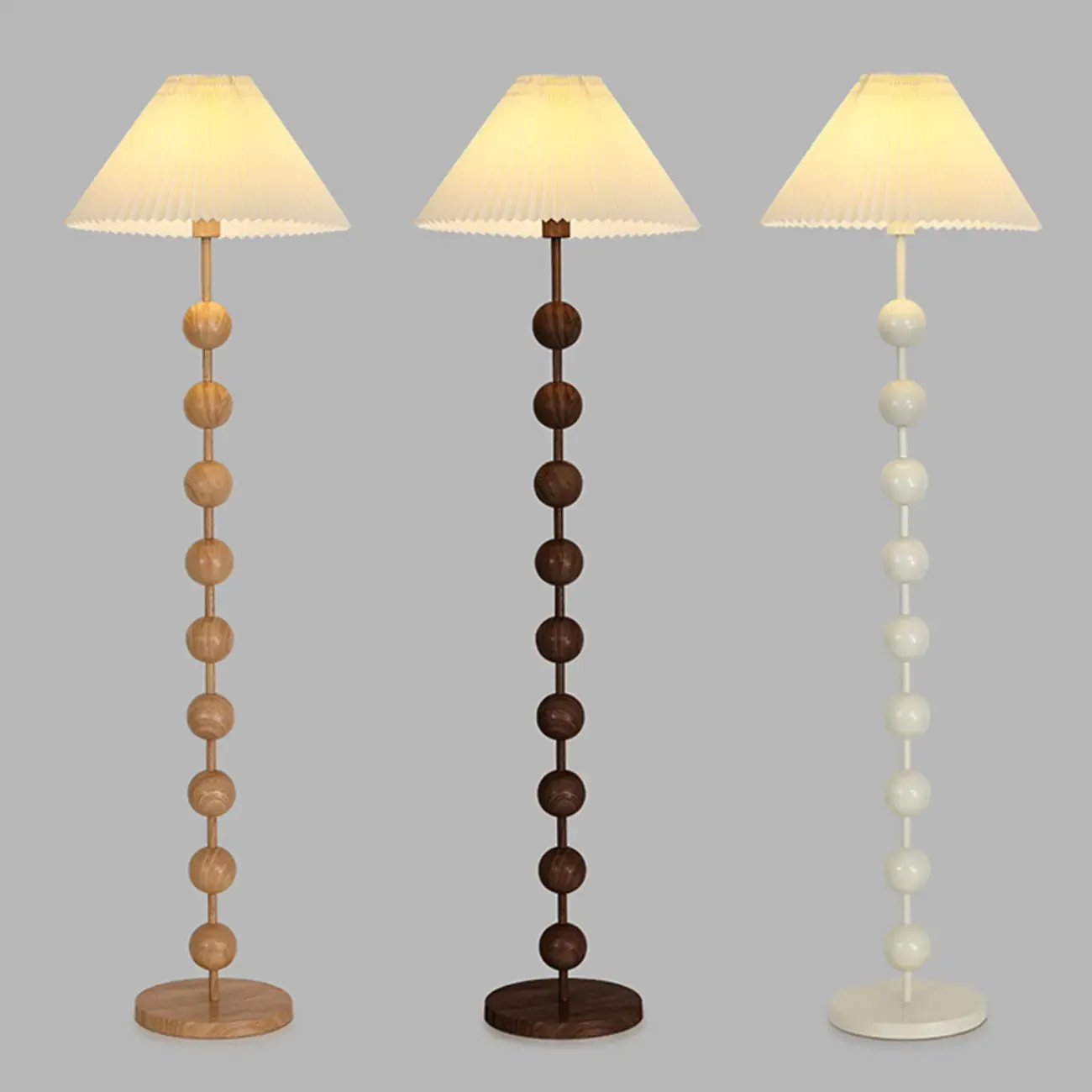 Adjustable Stacked Ball Floor Lamp with Fabric Shade Image - 9
