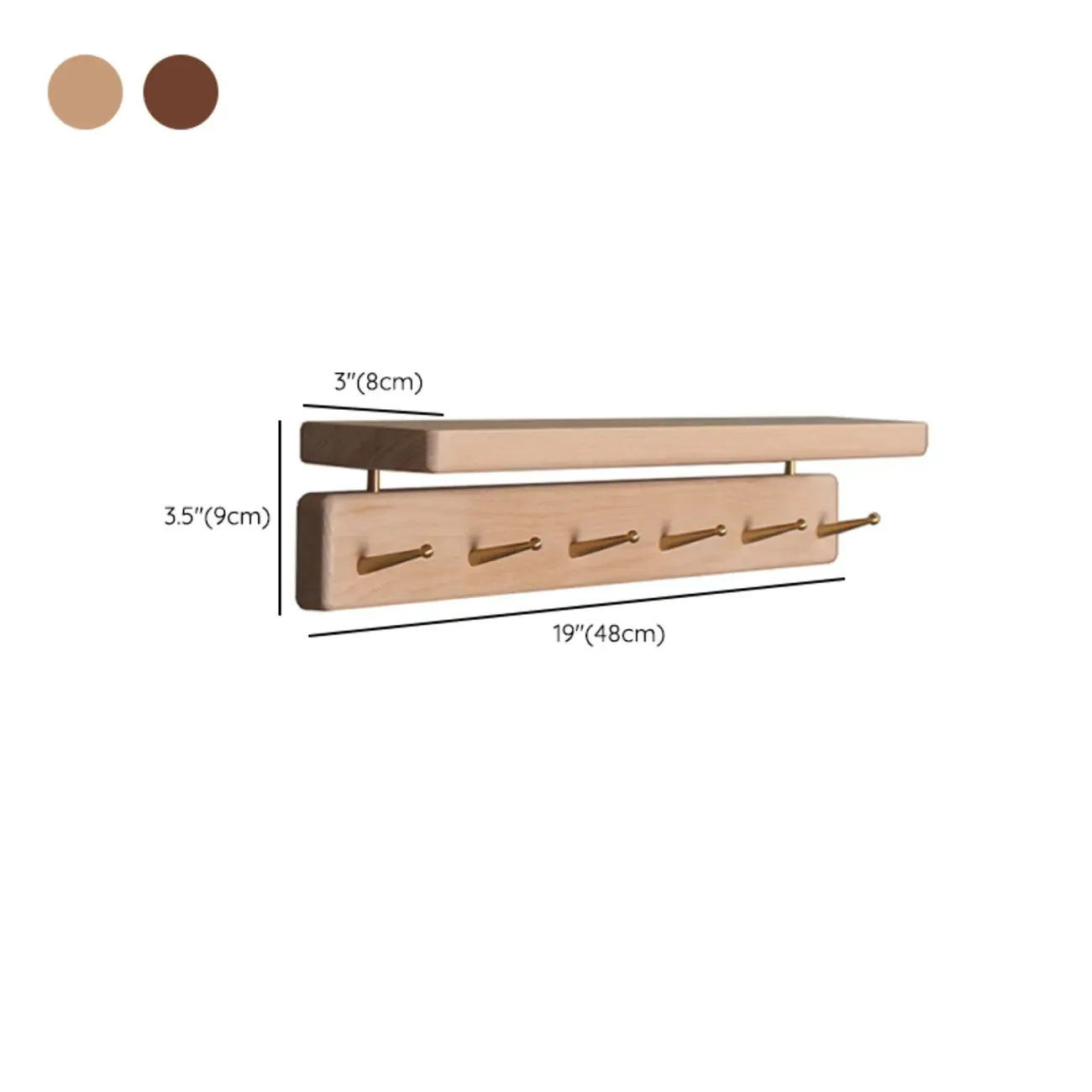Modern Wooden Wall-Mounted Coat Rack with Shelf Image - 15