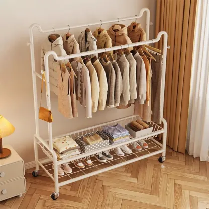 Modern Metal Coat Rack with Storage and Shelves Image - 5