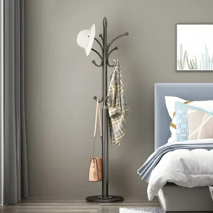 Elegant Metal Freestanding Coat Rack with Hooks Image - 1
