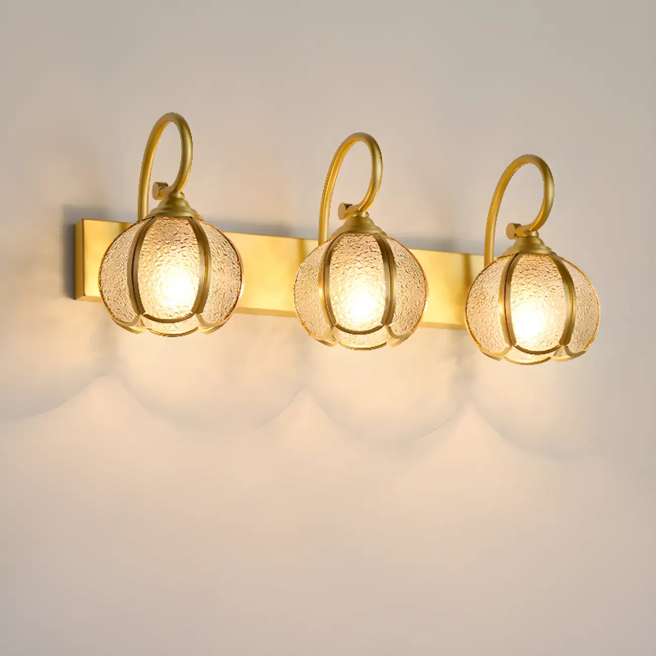 Mini Vintage Globe Brass Vanity Light with Metal Shade Image - 4