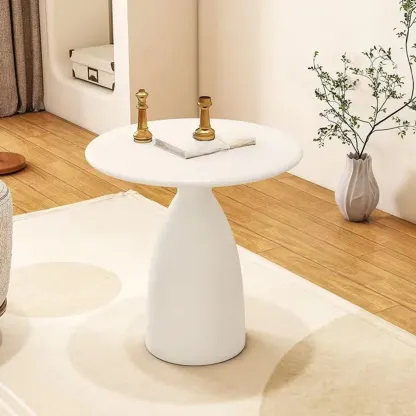  Minimalist Black Metal Round Side Table for Living Room Image - 5