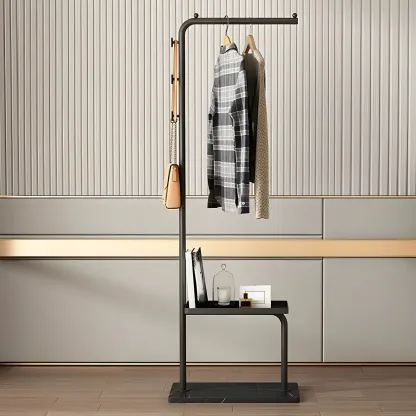 Glam Black Metal Freestanding Coat Rack with Storage Image - 16