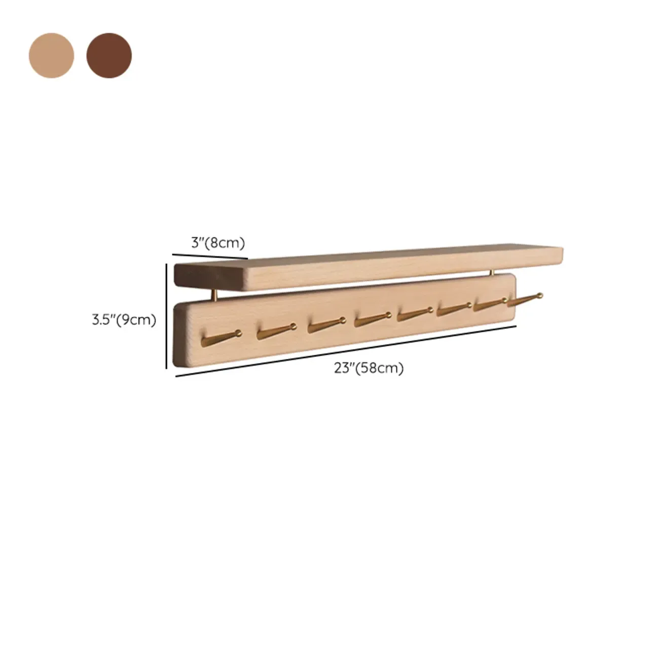 Modern Wooden Wall-Mounted Coat Rack with Shelf Image - 16