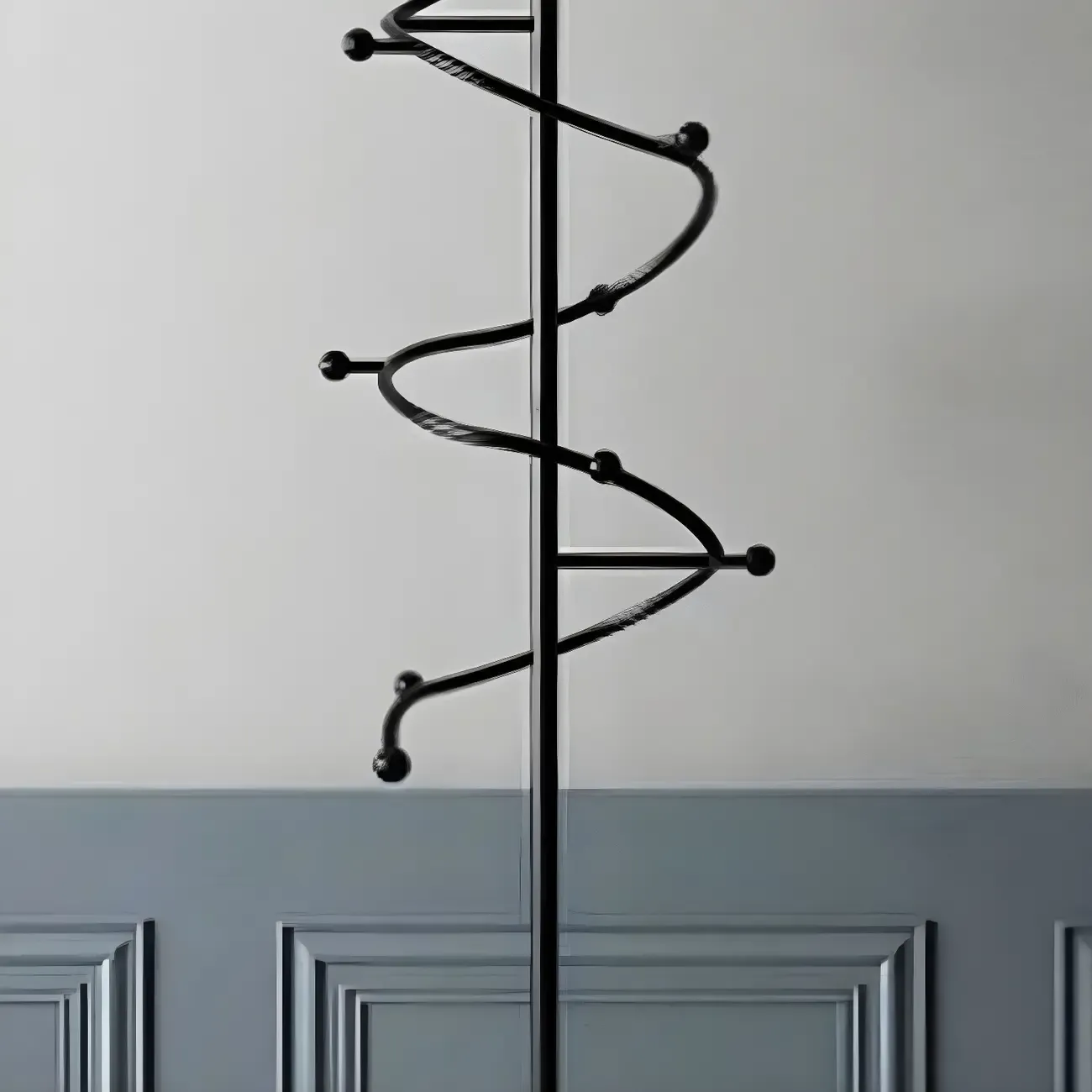 Modern Metal Spiraled Freestanding Coat Rack Image - 6