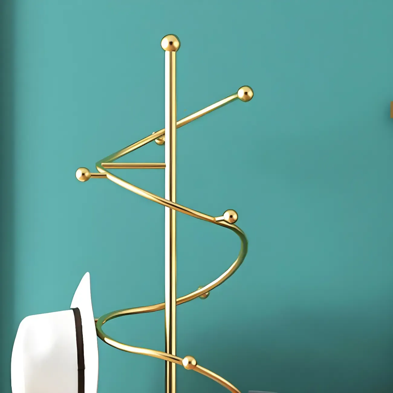 Modern Metal Spiraled Freestanding Coat Rack Image - 7