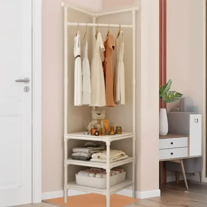 Modern Metal Corner Hall Tree with Shelves Image - 1