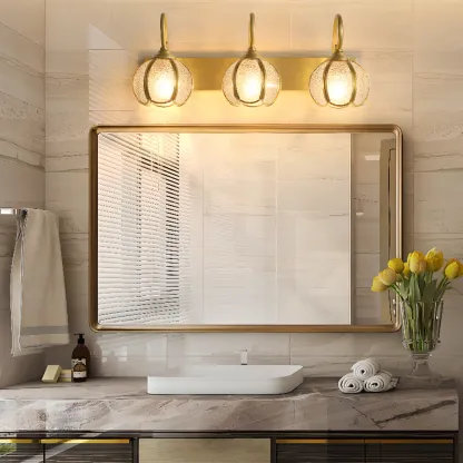 Mini Vintage Globe Brass Vanity Light with Metal Shade Image - 6