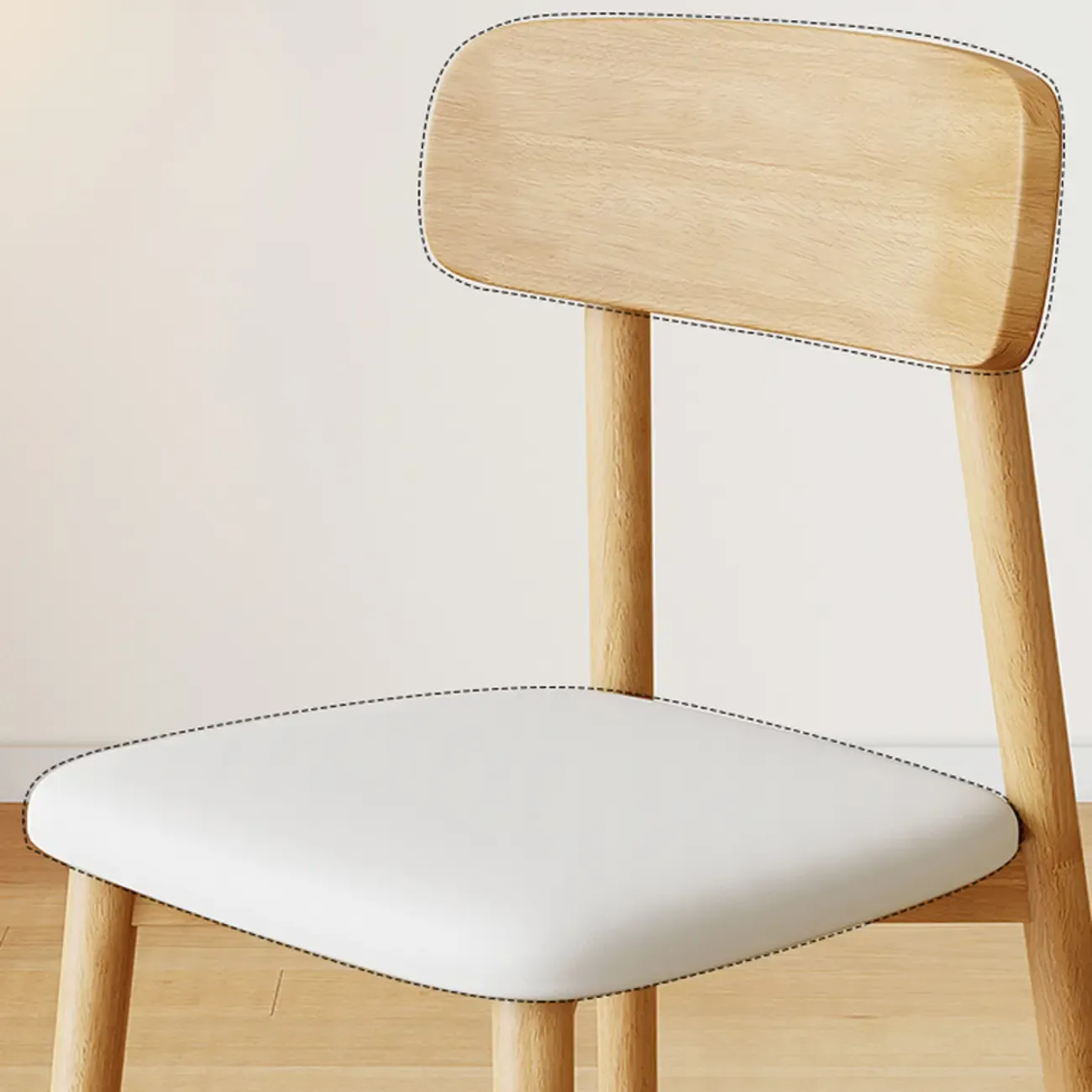 Nordic Armless Wooden Upholstered Open Back Dining Chair Image - 8