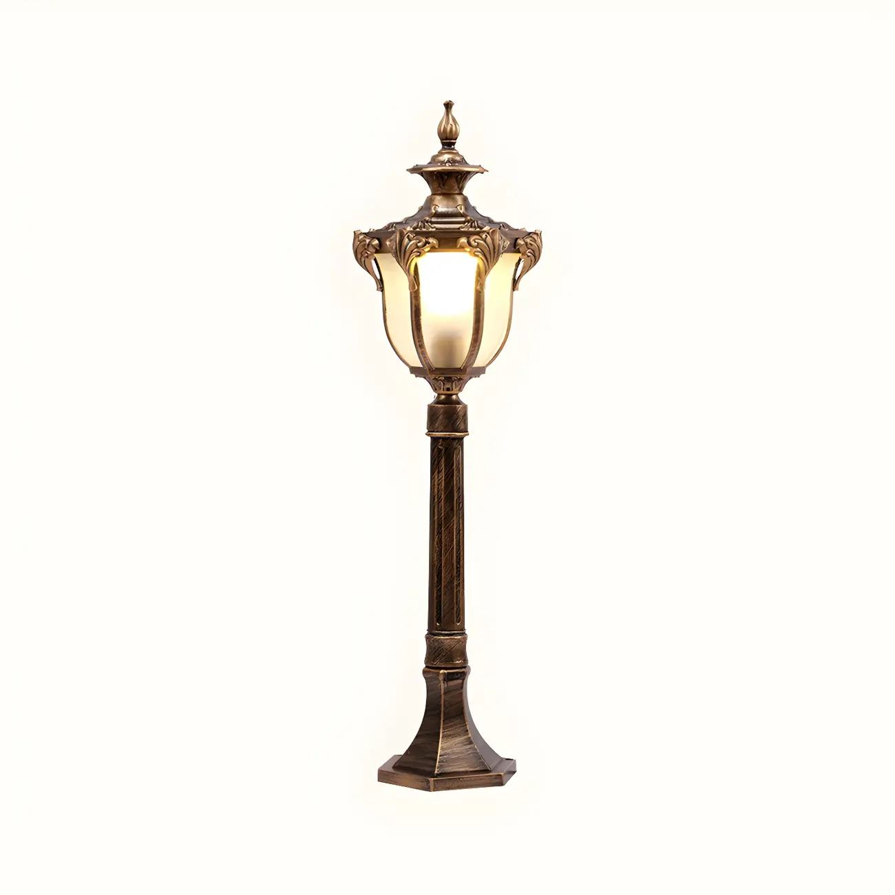 Elegant Traditional Gold Solar LED Bollard Lighting for Garden Pathway Image - 3 | homeyfad