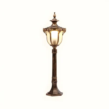 Elegant Traditional Gold Solar LED Bollard Lighting for Garden Pathway Image - 3