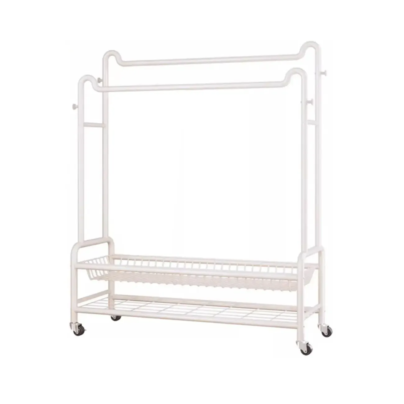 Modern Metal Coat Rack with Storage and Shelves Image - 9