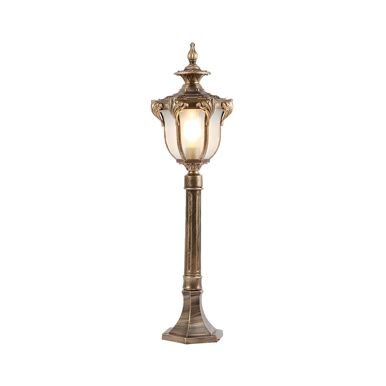 Elegant Traditional Gold Solar LED Bollard Lighting for Garden Pathway Image - 4 | homeyfad