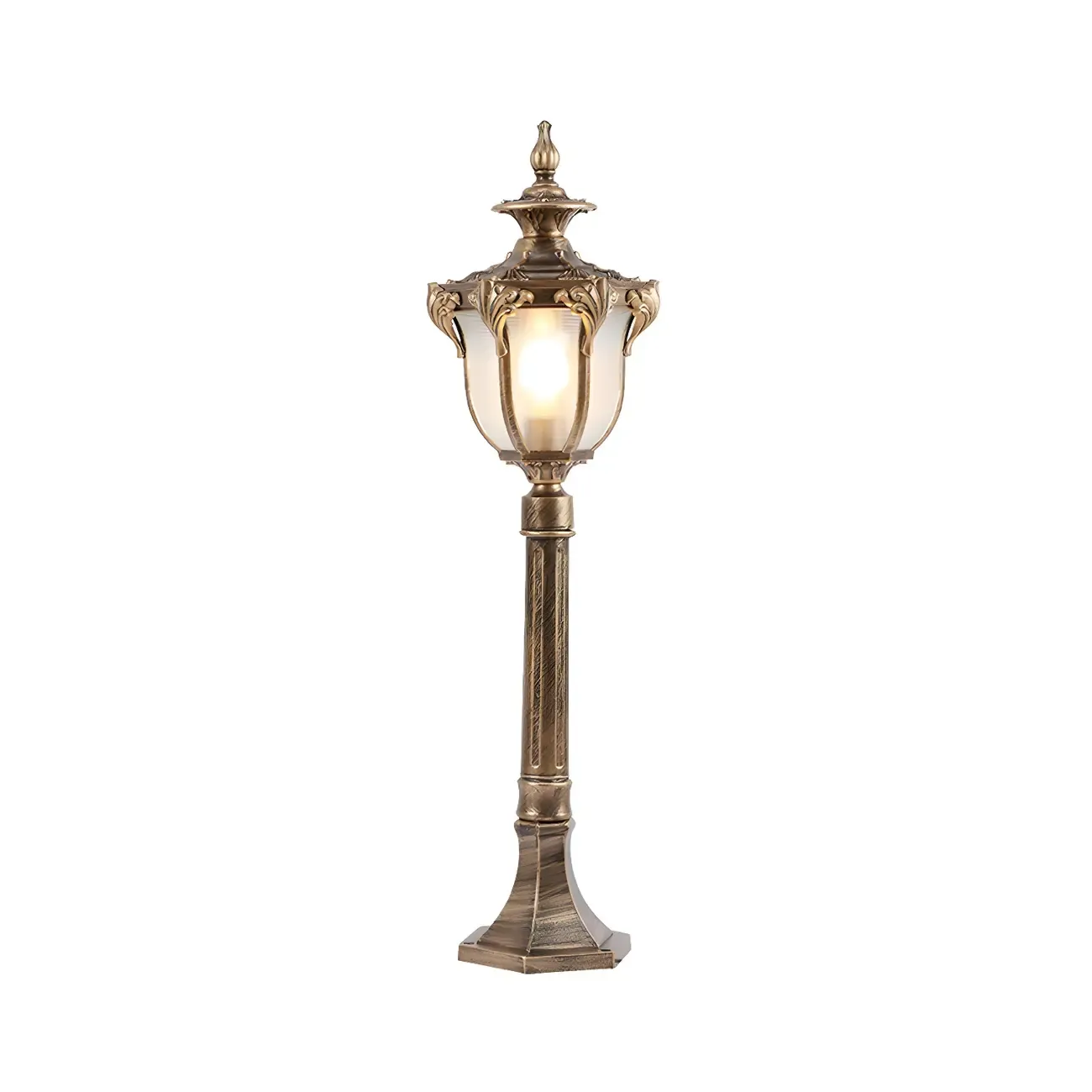 Elegant Traditional Gold Solar LED Bollard Lighting for Garden Pathway Image - 4