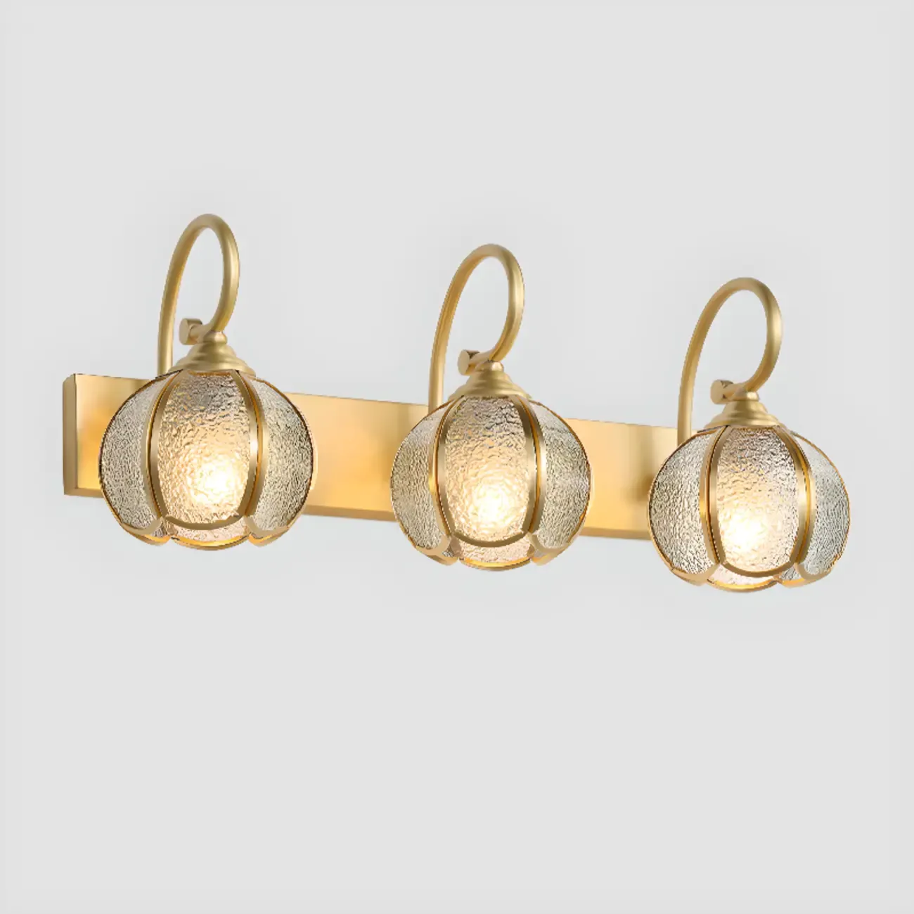 Mini Vintage Globe Brass Vanity Light with Metal Shade Image - 8