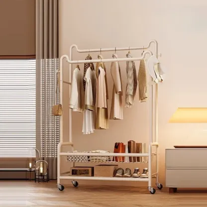 Modern Metal Coat Rack with Storage and Shelves Image - 10