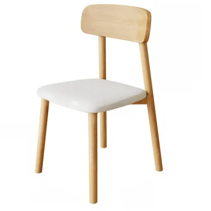 Nordic Armless Wooden Upholstered Open Back Dining Chair Image - 10