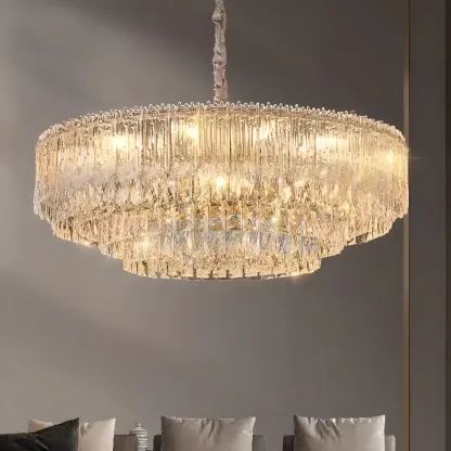 Adjustable Modern Luxury Crystal Chandelier with Multi-Tier Image - 1