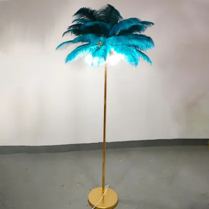 Stylish Feather Floor Lamp with Metal Base for Home Decor Image - 3