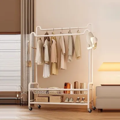 Modern Metal Coat Rack with Storage and Shelves Image - 11