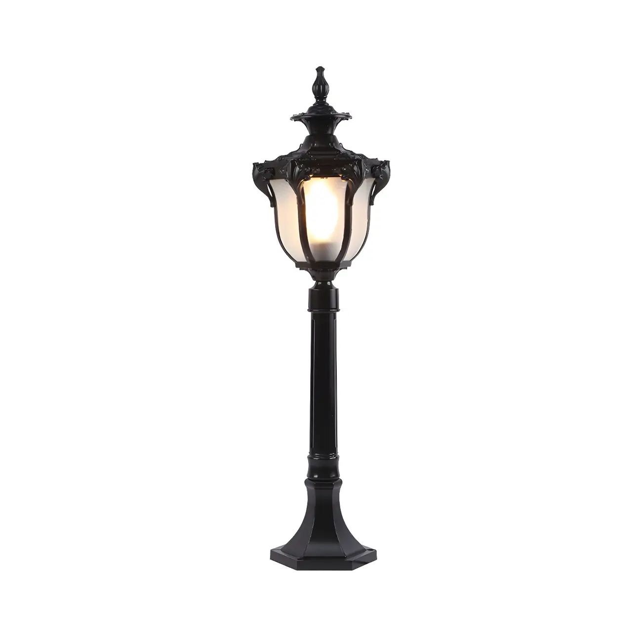 Elegant Traditional Gold Solar LED Bollard Lighting for Garden Pathway Image - 6 | homeyfad