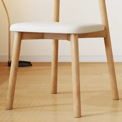 Nordic Armless Wooden Upholstered Open Back Dining Chair Image - 11