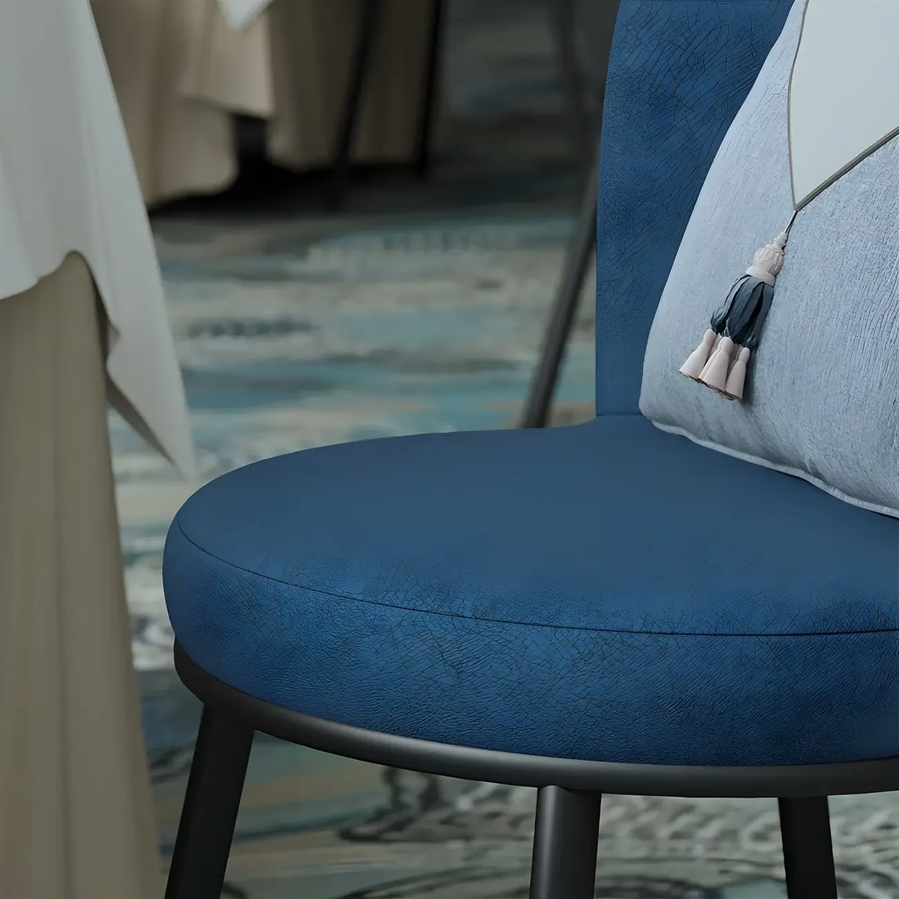 Contemporary Pink Cotton Upholstered Dining Chair Image - 12