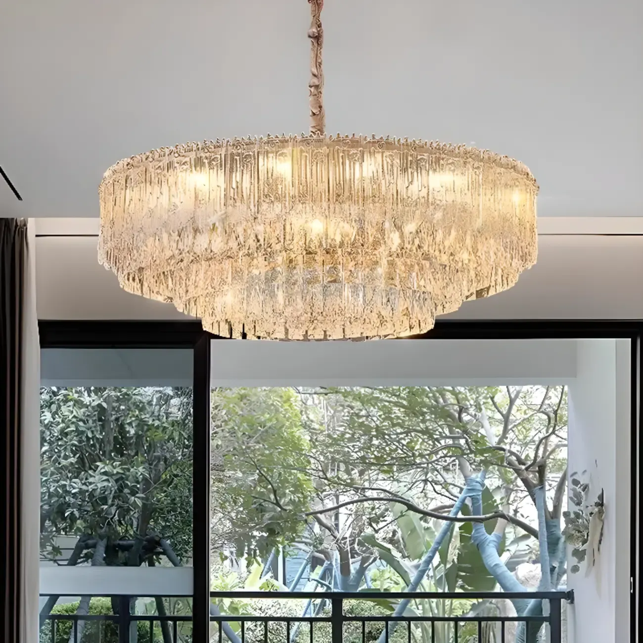 Adjustable Modern Luxury Crystal Chandelier with Multi-Tier Image - 2