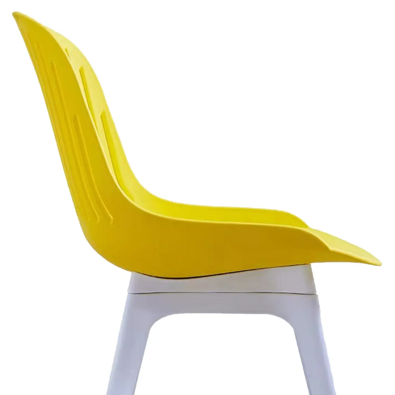 Modern Slat Back Plastic Dining Chair Armless with Metal Legs Image - 12 | homeyfad