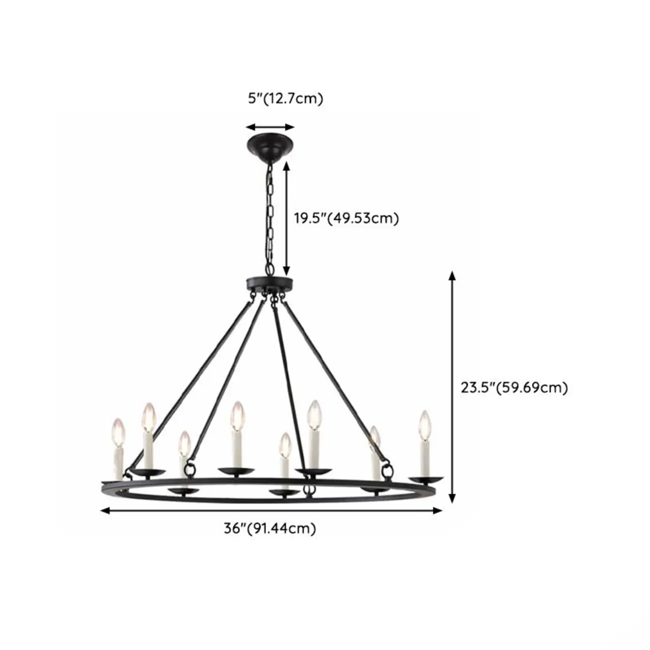 Black Iron Industrial Candle Chandelier for Dining Room Image - 16 | homeyfad