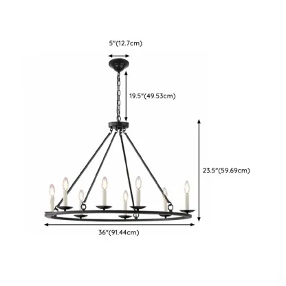 Black Iron Industrial Candle Chandelier for Dining Room Image - 16
