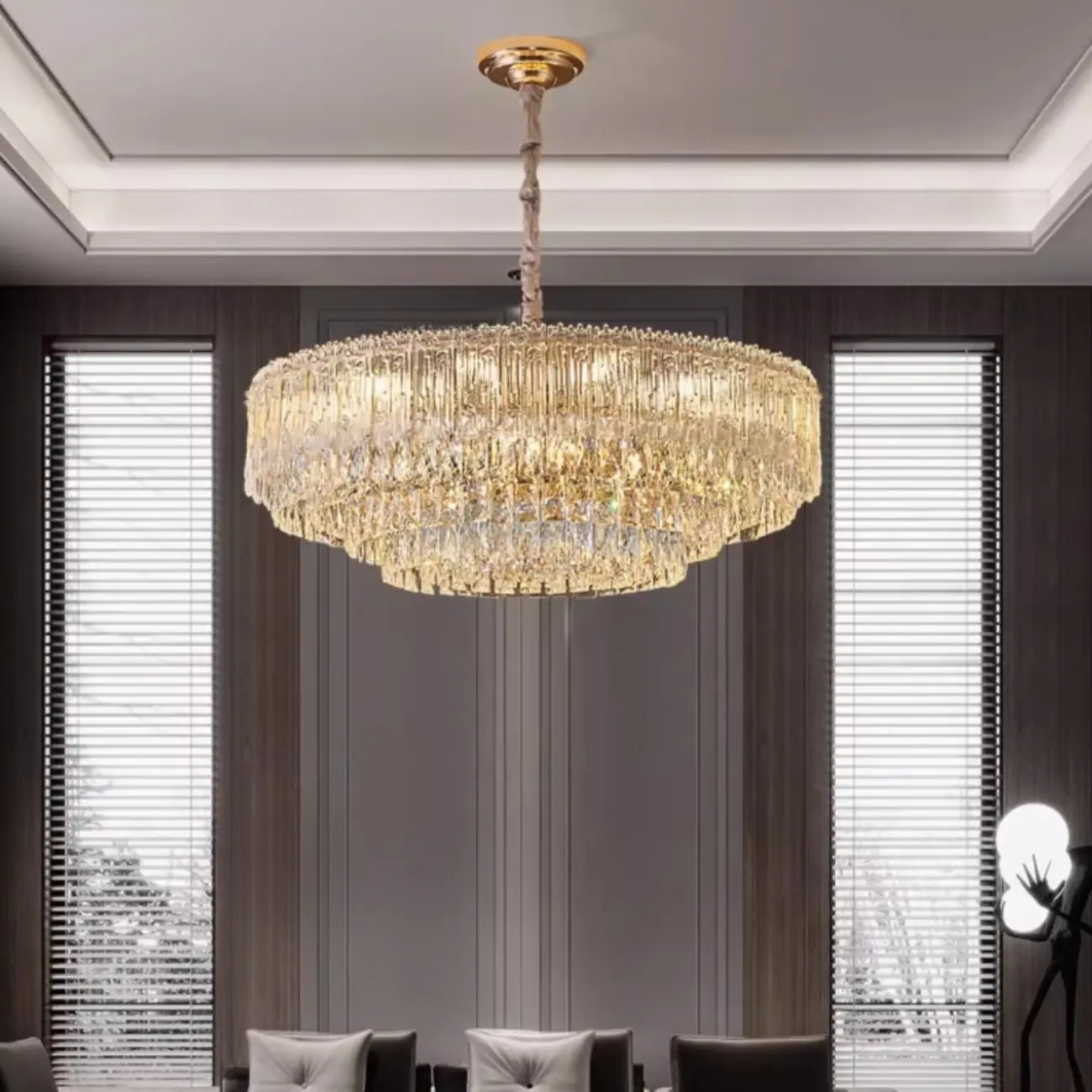 Adjustable Modern Luxury Crystal Chandelier with Multi-Tier Image - 3 | homeyfad