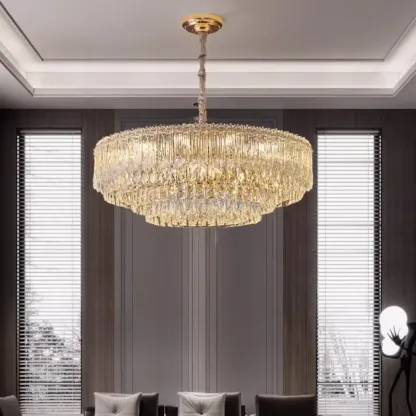 Adjustable Modern Luxury Crystal Chandelier with Multi-Tier Image - 3