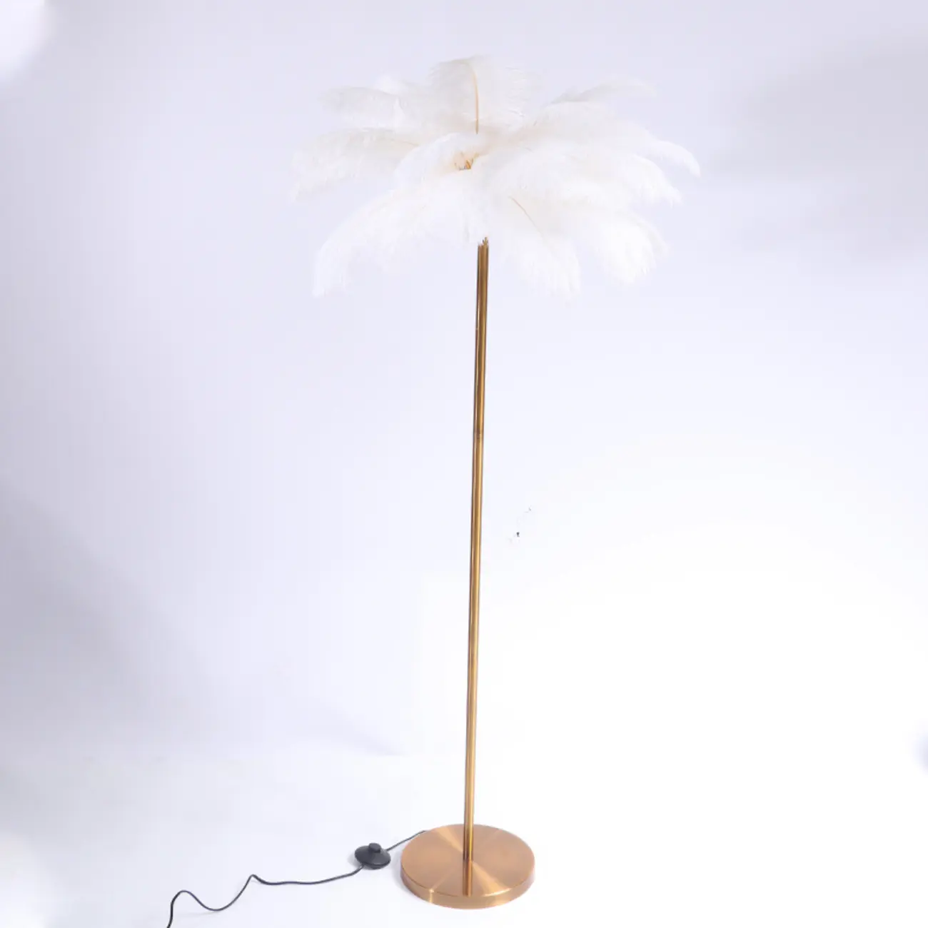 Stylish Feather Floor Lamp with Metal Base for Home Decor Image - 5 | homeyfad