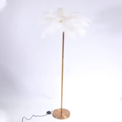 Stylish Feather Floor Lamp with Metal Base for Home Decor Image - 5