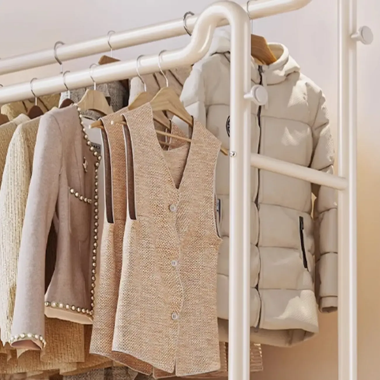 Modern Metal Coat Rack with Storage and Shelves Image - 13