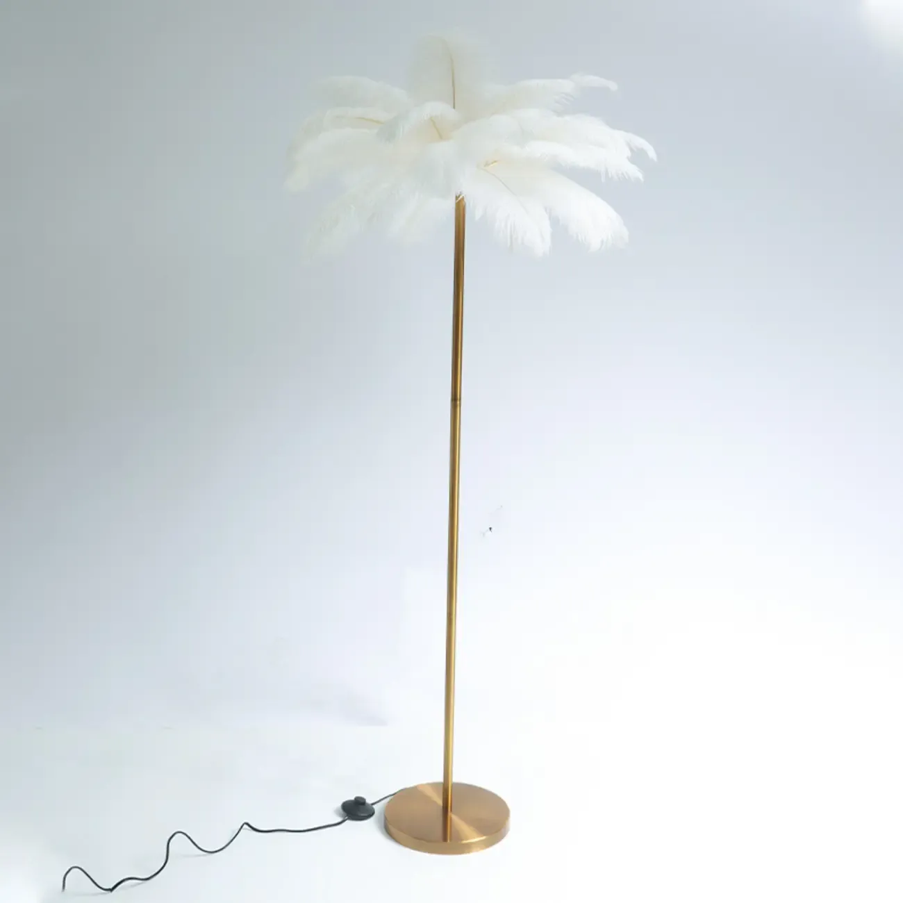 Stylish Feather Floor Lamp with Metal Base for Home Decor Image - 6