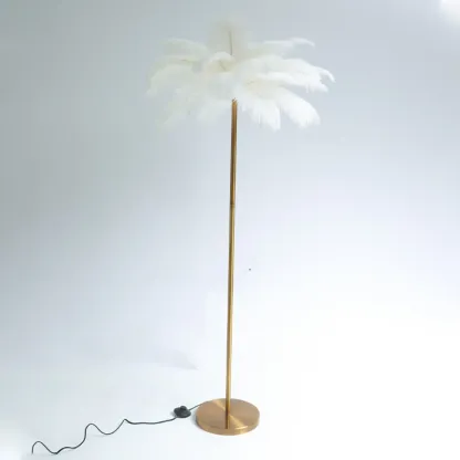 Stylish Feather Floor Lamp with Metal Base for Home Decor Image - 6
